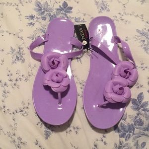 Lavender flower flip flops